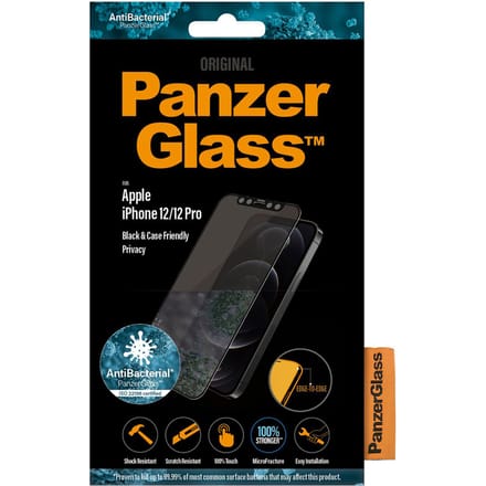 PanzerGlass Screenprotector geschikt voor Apple iPhone 12 Glazen | PanzerGlass Edge to Edge Screenprotector Privacy - Case Friendly - Zwart