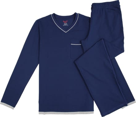 La-V pyjamaset met V hals voor heren donkerblauw M
