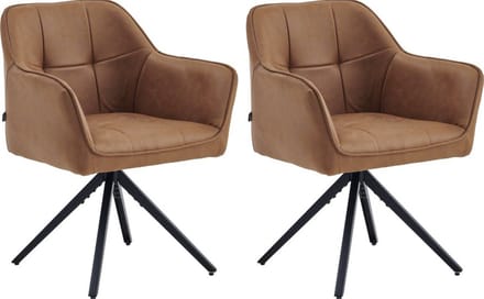 Colenis® - Pearl Eetkamerstoel - Set Van 2 - Cognac - Microfiber Stof - Microvezel - Industrieel