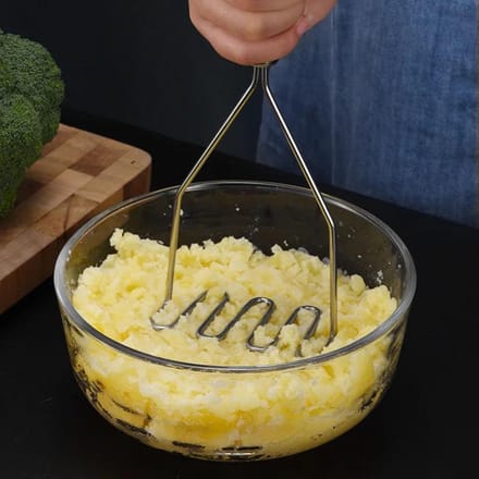 Presse-purée manuel en acier inoxydable pour fruits et légumes, appareil de cuisine pour enfants, broyeur d'aliments, gadget complémentaire brown