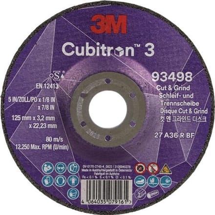 Schruifschijf Cubitron™ 3 Cut and Grind D125xS3,2mm Korrel 36+ gekr. Cubitron™ 6