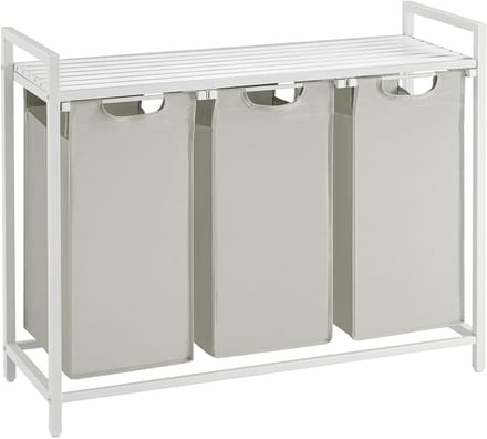 ACAZA Wasmand 3 vakken - 114 L - Wit - 92,5 x 33 x 71 cm