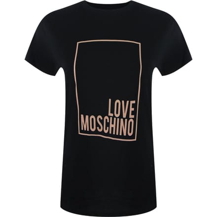 Love Moschino Pink Box Logo Zwart T-shirt
