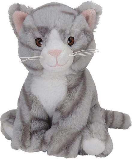 Nature Planet Kat knuffel - grijs - 17 cm - pluche - poes - knuffeldier