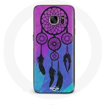 Coque pour samsung galaxy S6 edge Attrape Rêve Noir Fond Bleu et Violet