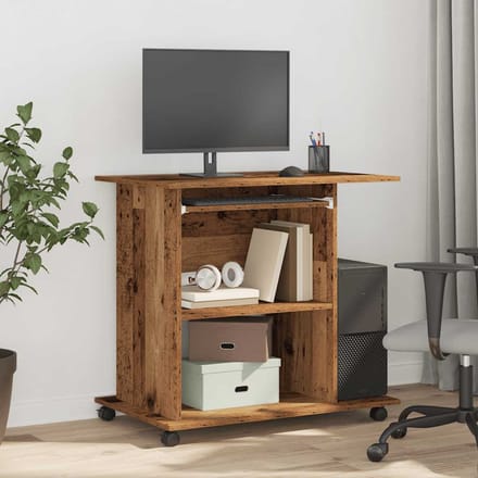 vidaXL - Computerbureau - 80x50x75 - cm - bewerkt - hout - oud - houtkleurig