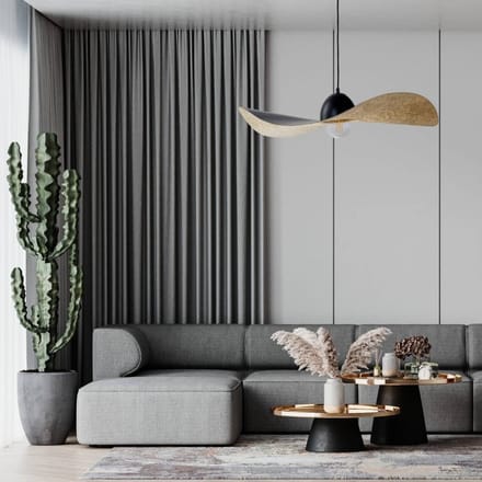 SIGMA Hanglamp Jil, kap gebogen, zwart/goud