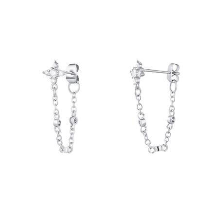 Stainless steel Oorbellen Met Kettinkje - Sparkle Collection - Yehwang - Goud