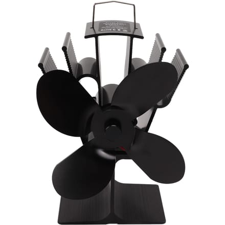 Hitteaangedreven Haardventilator 4 Bladen Aluminiumlegering Kachelventilator Hittebestendig Zwart Eco black