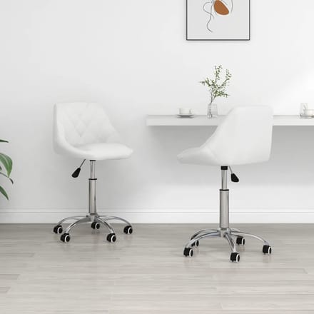 vidaXL - Eetkamerstoelen - draaibaar - 2 - st - kunstleer - wit