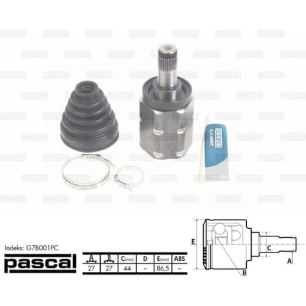 Homokineet reparatie set, aandrijfas PASCAL G7B001PC links