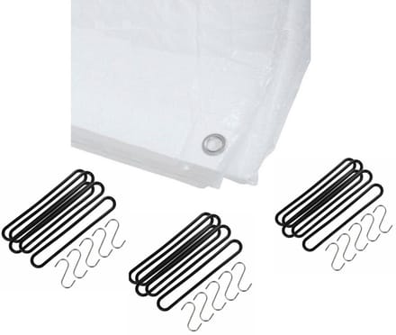 Benson - Afdekzeil - dekzeil - wit - 6 x 10 meter - met 30x spanrubbers - en S-haken