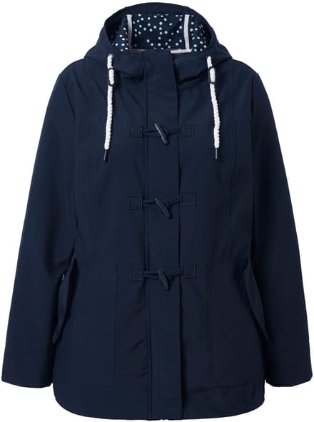 Ulla Popken - Dames - HYPRAR softshell jas waterafstotend knoopsluiting - Marine - Maat 42+