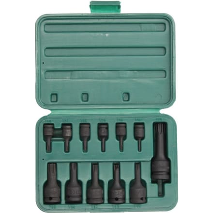 TORX slagmoerdoppenset HANS 1/4-3/8-1/2 12 stuks T10-T60
