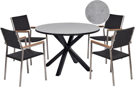 MALETTO/GROSSETO - Tuinset 4-zits - Grijs/Zwart - Aluminium/PE rotan