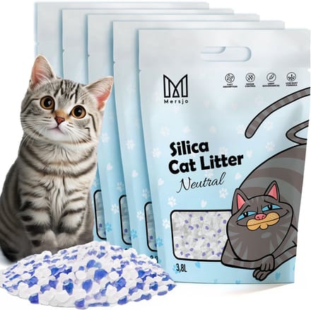 Mersjo Serie - Silicagel Kattenbakvulling - Neutraal - 5x3,8L - Antiallergisch
