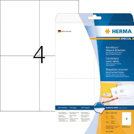 Etiket herma 4229 105x148mm a6 correctie wit 100st | 32 stuks