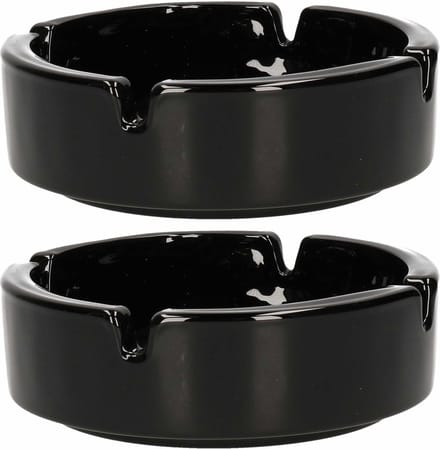 Luminarc Asbak - 2x - D11 cm - zwart - keramiek