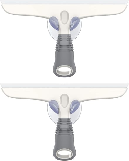 Famanu - Multifunctionele siliconen raamtrekker-set 25 cm met zuighaak, wit-grijs, set van 2
