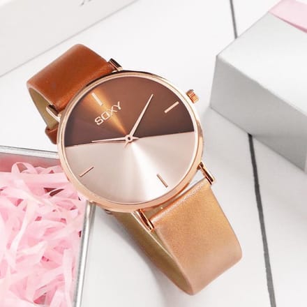 POWERZ® Design horloge, rond rosé bruin