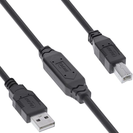 InLine actieve USB-A - USB-B kabel | USB2.0 | 10 meter