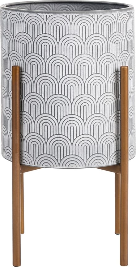AUBRIETA - Bloempot - Lichtgrijs - 31 x 31 x 58 cm - Metaal