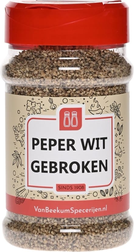 Van Beekum Specerijen - Peper Wit Gebroken - Strooibus 160 Gram