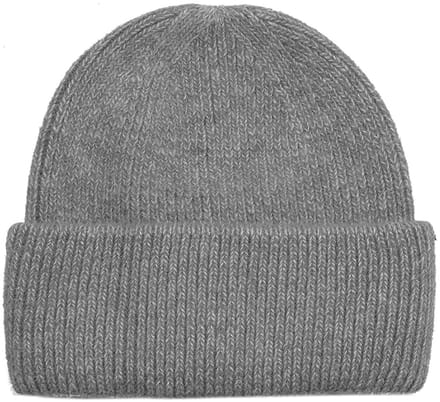 Grijze wollen damesmuts - middengrijs - wintermuts - one size - beanie met brede rand - wol/acryl - STUDIO Ivana