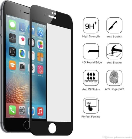 â€¢Full cover glazen screenprotector voor de Apple iPhone 7 â€“ 9H - zwart