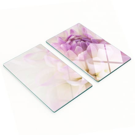 Geharde multifunctionele decoratieve glazen borden, wit dahlia, 2x30x52 cm