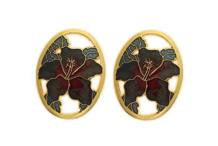 Behave Dames oorknoppen goud-kleur met bloem