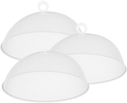 Cepewa Vliegenkap / voedselkap - 3x - wit - D30 x H12 cm - metaal - voedsel afdekken