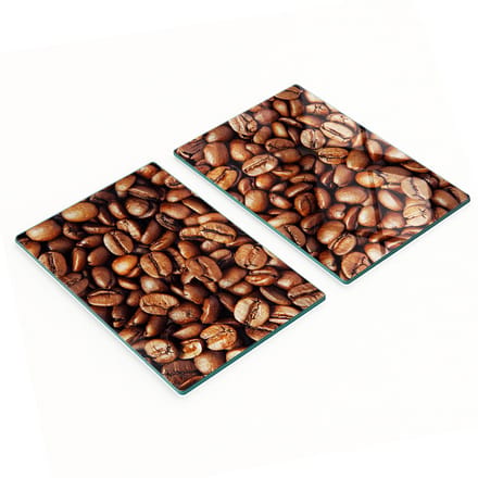 Glazen serveerplanken met koffieboonmotief, 2x40x52 cm