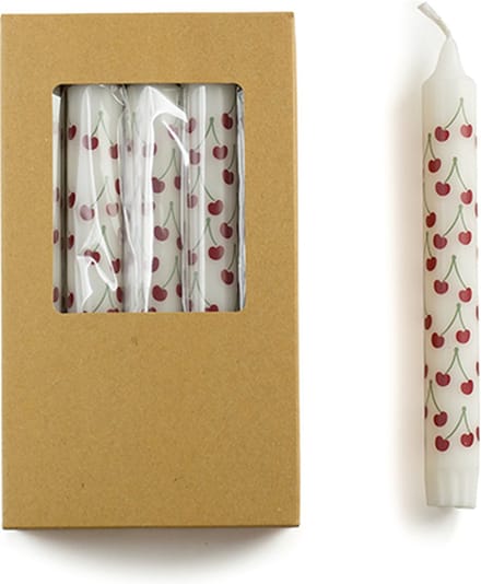 Cactula helemaal hip deze cherry print dinerkaarsen 5 stuks Ø 2.2 x 19 cm Stearine