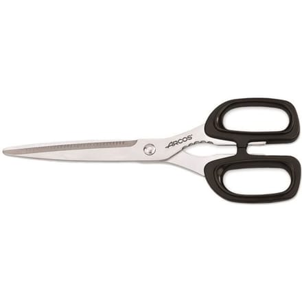 Ciseaux de cuisine Arcos 185900 en acier inoxydable et mangue en polypropylène noir 220 mm en boîte.