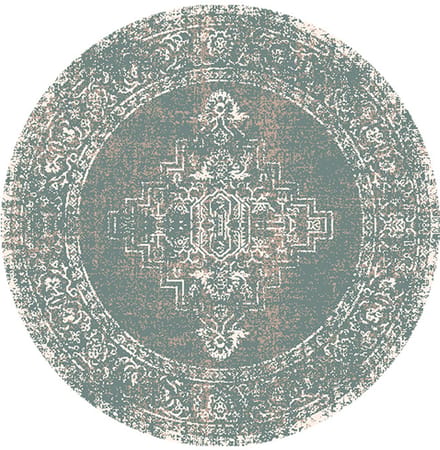 Fraai Rond vintage vloerkleed - Spring Ethnic Groen/Creme - Ø 200cm
