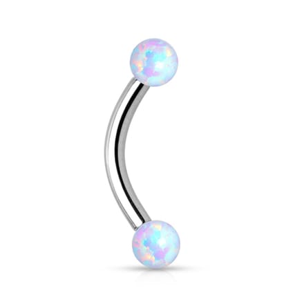 Piercing crved opal 1.8x8x3 - zilver - LMPiercings