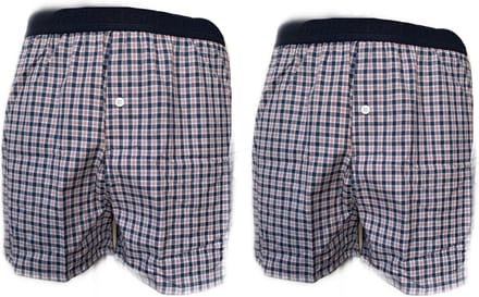 Embrator 2-stuks mannen Boxershort geruit grijs/blauw/rood XL