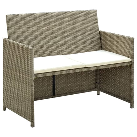 vidaXL - Tuinbank - 2-zits - met - kussens - poly - rattan - beige