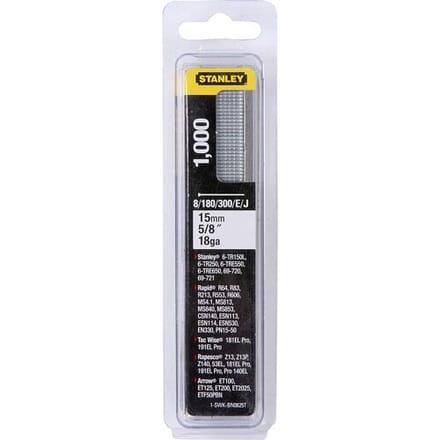 Stanley Afwerknagels (brads) Gegalvaniseerd 15mm - Type J - 1000 Stuks