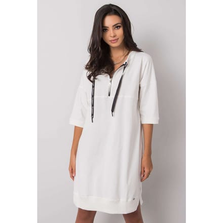Zip Cotton Ease Dress - Off-white / S/M
