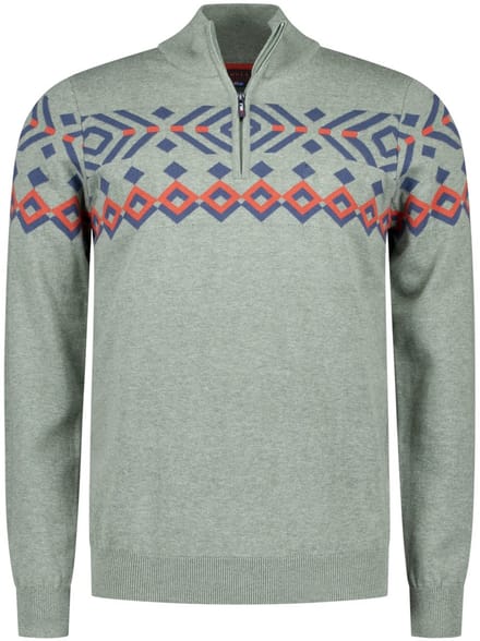 katoenen NZA trui geprint half zip groen