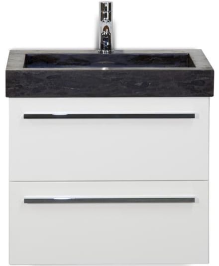 Seville Badmeubelset 60 cm - Wit Hoogglans - Wastafel Hardsteen Wit Lucca