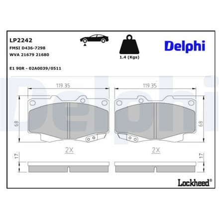 Remblokset DELPHI LP2242, voor