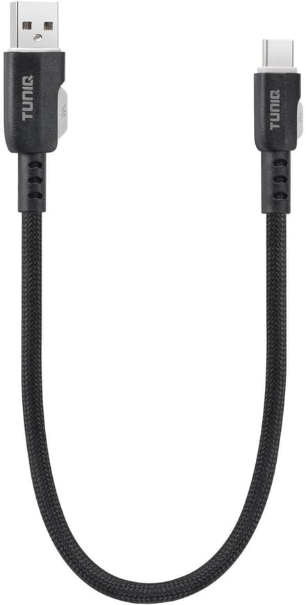 TUNIQ USB A naar USB C Kabel 30cm - Snelladen - Gevlochten - Zwart