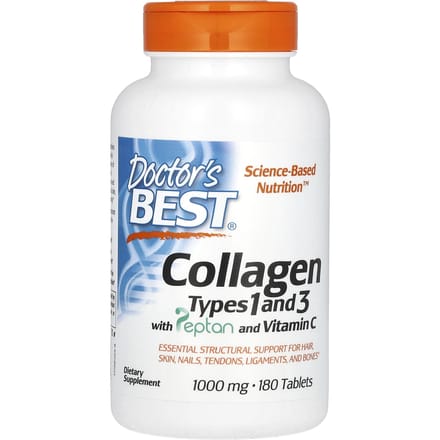 Doctor's Best, Collageen Type 1 en 3 met Peptan en Vitamine C, 1.000 mg, 180 tabletten