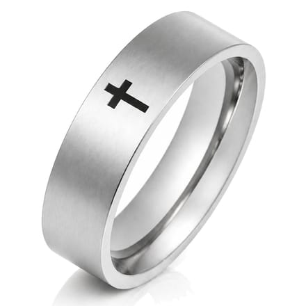 Stalen mannen ring LGT Jewels Zwart Kruis-20mm