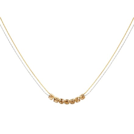Ketting goud/zilver met beige steentjes - stainless steel