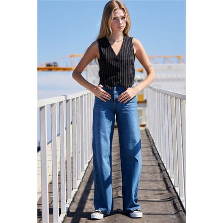 Gestreepte V-hals Getailleerde Waistcoat