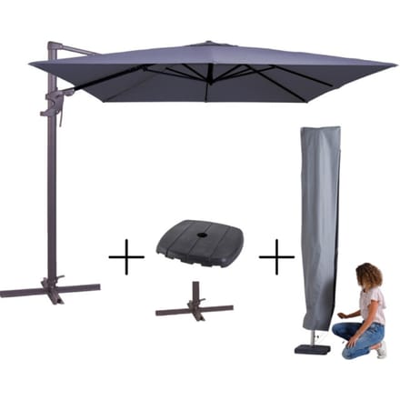 MEGA COMBI DEAL! Madison Parasol monaco flex III safier blue + voet + hoes